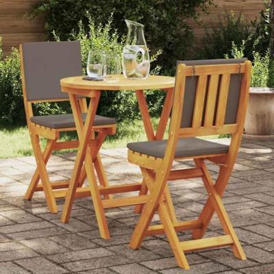 Bistroset met kussen 3 pcs Olie naturel Massief Acaciahout