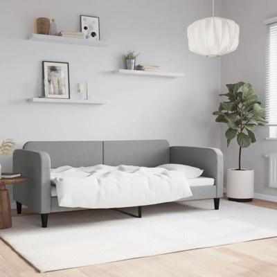 Slaapbank 90x190 cm stof lichtgrijs