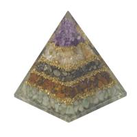 Orgonite Piramide - Amethist / Citrien / Pyriet / Tijgeroog / Groene Aventurijn (95 mm) - thumbnail