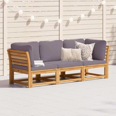3-delige Loungeset met kussens massief acaciahout 3-delige Loungeset met kussens massief acaciahout