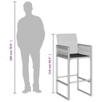 Tuinbarkrukken 2 st poly rattan grijs - thumbnail