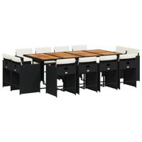 13-delige Tuinset met kussens poly rattan zwart - thumbnail