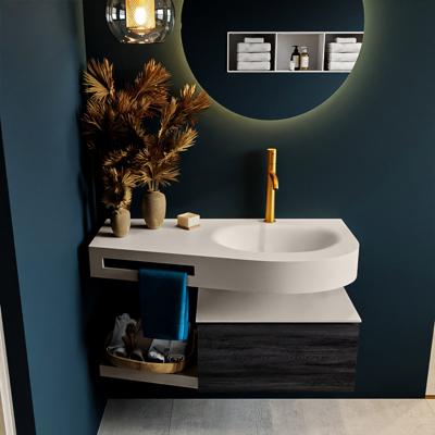 MONDIAZ RIVA 100cm badmeubel onderkast / planchet kleur Antracite met 1 lade. Wastafel DULCET rechts 1 kraangat kleur Linen. MONDIAZ RIVA 100cm badmeubel onderkast / planchet kleur Antracite met 1 lade. Wastafel DULCET rechts 1 kraangat kleur Linen.