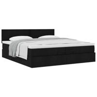 Ottoman bed met matras 200x200 cm stof zwart - thumbnail