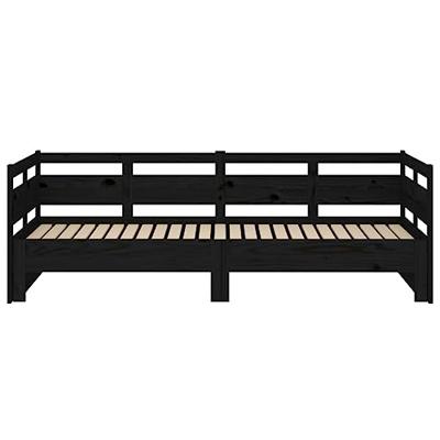 Slaapbank uitschuifbaar massief grenenhout zwart 2x(90x190) cm
