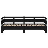 Slaapbank uitschuifbaar massief grenenhout zwart 2x(90x190) cm - thumbnail