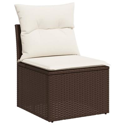 4-delige Loungeset met kussens poly rattan bruin - thumbnail