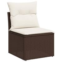 11-delige Loungeset met kussens poly rattan bruin - thumbnail