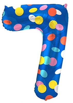 Folieballon &apos;7&apos; Kleurrijke Stippen