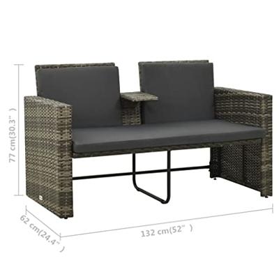 3-delige Loungeset met kussens poly rattan grijs 3-delige Loungeset met kussens poly rattan grijs