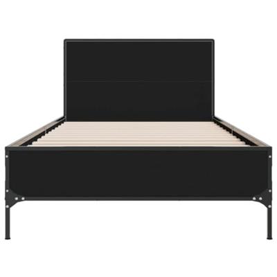 Bedframe bewerkt hout en metaal zwart 90x200 cm