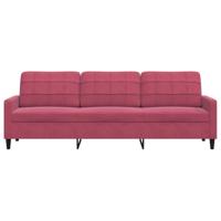 Driezitsbank 210 cm fluweel wijnrood - thumbnail