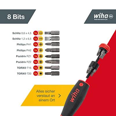 Wiha 45292 | PocketMax® magnetic | Schroevendraaier met bitmagazijn | 8 bits | 1/4" - 45292