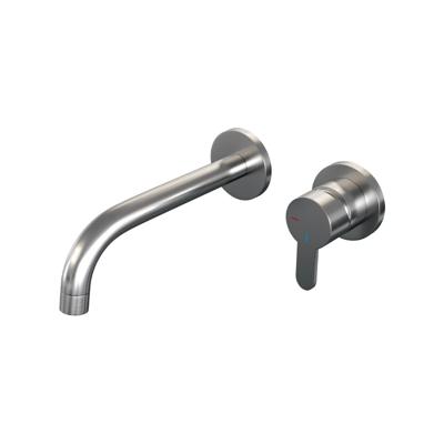 Brauer Brushed Edition Wastafelmengkraan inbouw - gebogen uitloop links - hendel plat smal - model D 1 - PVD - geborsteld RVS 5-NG-004-B4-65 Brauer Brushed Edition Wastafelmengkraan inbouw - gebogen uitloop links - hendel plat smal - model D 1 - PVD - geborsteld RVS 5-NG-004-B4-65