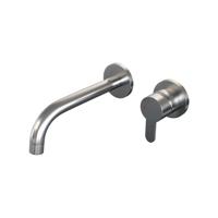 Brauer Brushed Edition Wastafelmengkraan inbouw - gebogen uitloop links - hendel plat smal - model D 1 - PVD - geborsteld RVS 5-NG-004-B4-65 - thumbnail