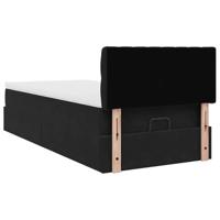 Ottoman bed met matras 90x190cm fluweel zwart - thumbnail