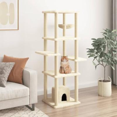 VidaXL Kattenmeubel met sisal krabpalen 154 cm crèmekleurig