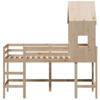 Halfhoogslaper met ladder en bedhuis grenenhout 90x200 cm - thumbnail