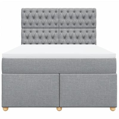 Boxspring met matras stof lichtgrijs 140x190 cm