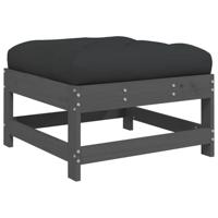 3-delige Loungeset met kussens massief hout grijs - thumbnail