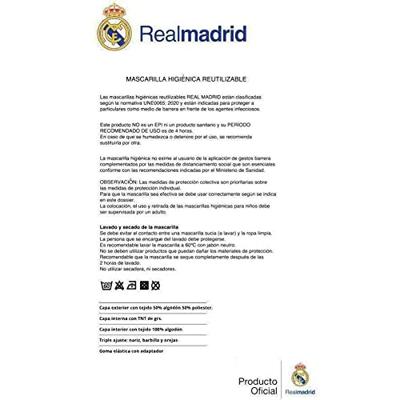 Hygiënisch en herbruikbaar gezichtsmasker gemaakt van stof Real Madrid C.F. SF-822024-897 Blauw Wit Hygiënisch en herbruikbaar gezichtsmasker gemaakt van stof Real Madrid C.F. SF-822024-897 Blauw Wit