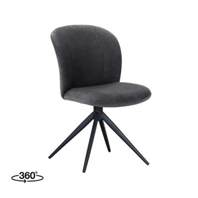 LABEL51 Draaibare Eetkamerstoel 'Kimo' Cosmo stof, kleur Antraciet