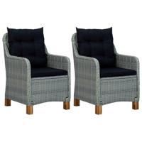 Tuinstoelen 2 st met kussens poly rattan lichtgrijs - thumbnail
