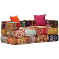 Poef tweezits modulair stof patchwork - thumbnail