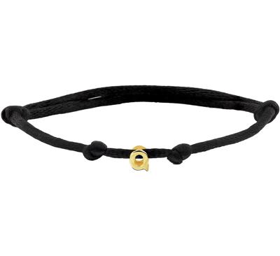 Armband Letter 5,5 x 5 mm satijn-geelgoud zwart 13-26 cm