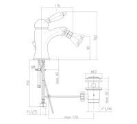 Bidetmengkraan Sapho Kirké Retro Wit 1-hendel Gebogen 18.2 cm Chroom (incl. clickwaste) - thumbnail
