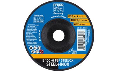 PFERD TOOLS 62010720 E 100-6 PSF STEELOX/16,0 Afbraamschijf gebogen Diameter 100 mm Boordiameter 16 mm RVS, Staal 10 stuk(s)