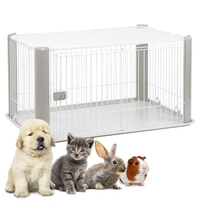 Puppyren met dak grijs 113x79x60 cm