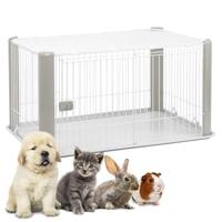 Puppyren met dak grijs 113x79x60 cm - thumbnail