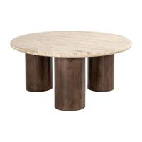 Richmond Ronde Salontafel 'Douglas' Mangohout en Travertin, 90cm - thumbnail