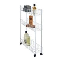 Metaltex Smalle Trolly met Wielen + 3 Etages 56x16x75.7 cm Wit - thumbnail