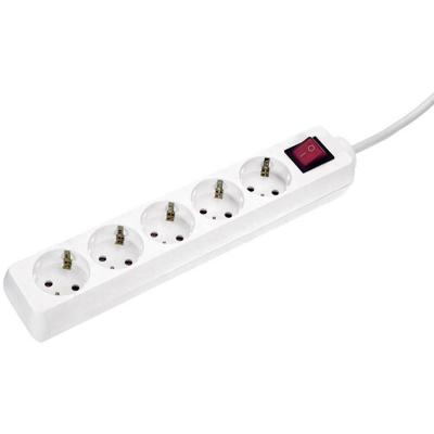 Schwabe Stekkerdoos wit 5 x randaarde met schakelaar 1,4m kabel