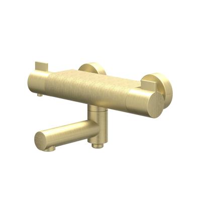 Badthermostaatkraan IVY Pact Opbouw Omstel Met Draaibare Baduitloop Met Omstel Cooltouch Geborsteld Mat Goud PVD IVY