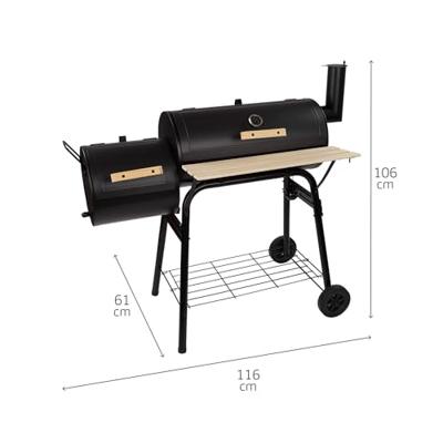 Kolenbarbecue met wielen Aktive Staal Plastic Geëmailleerd metaal 106 x 106 x 61 cm Zwart
