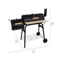 Kolenbarbecue met wielen Aktive Staal Plastic Geëmailleerd metaal 106 x 106 x 61 cm Zwart - thumbnail