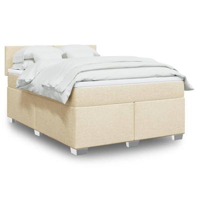 Boxspring met matras stof crèmekleurig 140x200 cm
