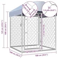 Hondenkennel voor buiten met dak 100x100x125 cm - thumbnail