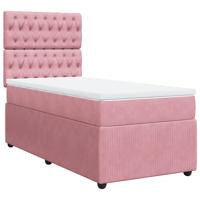 Boxspring met matras fluweel roze 140x190 cm - thumbnail