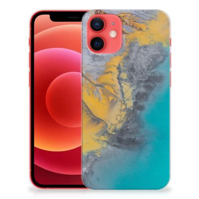 iPhone 12 Mini | TPU | Siliconen hoesje | Marble Blue Gold iPhone 12 Mini | TPU | Siliconen hoesje | Marble Blue Gold