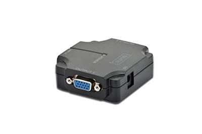 DIGITUS Professional VGA splitter, 2-poort, plastic behuizing, 350 MHz, HDSUB 15/M - 2x HDSUB 15/F, max. resolutie 1920x1080 pixels, zwart
