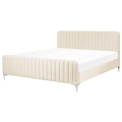 Beliani - LUNAN - Tweepersoonsbed - Beige - 180 x 200 cm - Fluweel