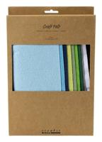 Creativ Company Hobbyvilt, a4, vel 210x297 mm, dikte 2 mm, blauw/groen harmonie, 10 stuk/ 1 doos - thumbnail