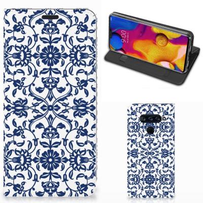LG V40 Thinq Smart Cover Flower Blue