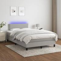 Boxspring met matras en LED stof lichtgrijs 120x190 cm - thumbnail