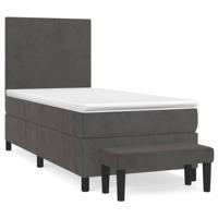Boxspring met matras fluweel donkergrijs 90x190 cm - thumbnail