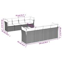 9-delige Loungeset met kussens poly rattan grijs - thumbnail